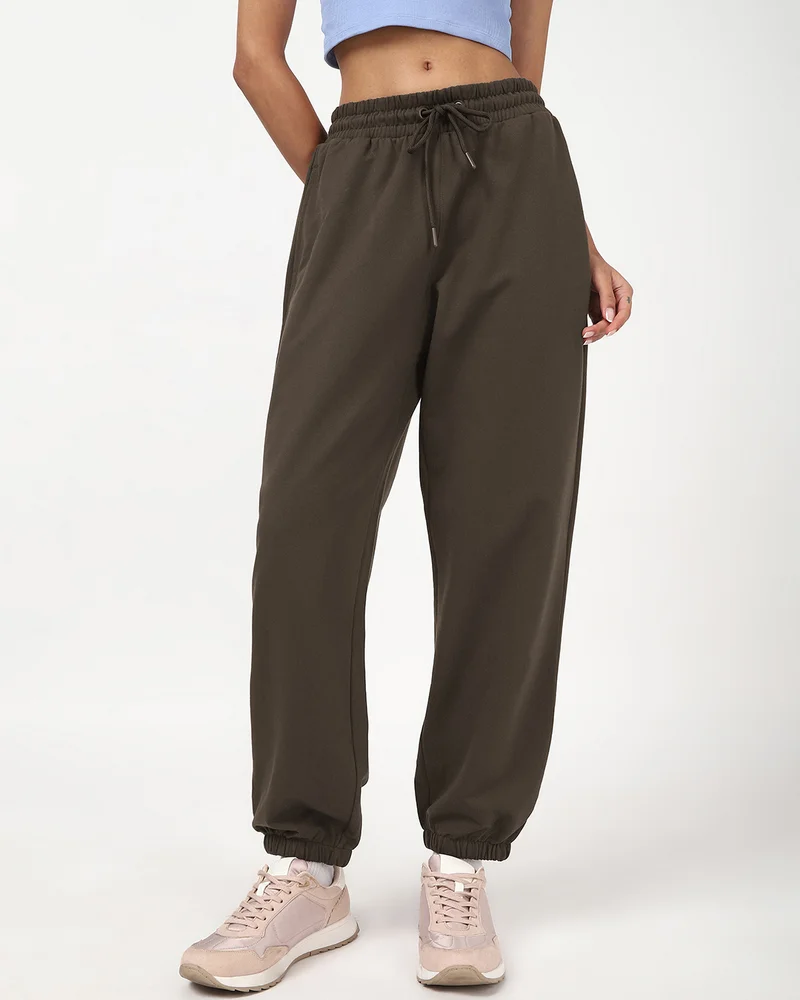 bewakoof Women's Chocolate Brown Oversized Joggers